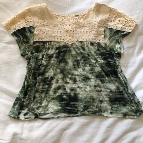 Free People Smocked Lace Top - Picture 1 of 2